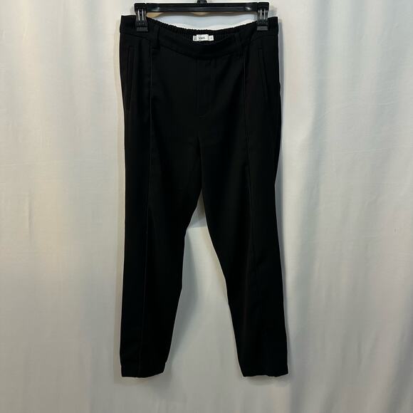 Vince Satin Piped Black Elastic Waist Jogger Pull On Relaxed Trouser Pant Small - Picture 1 of 8